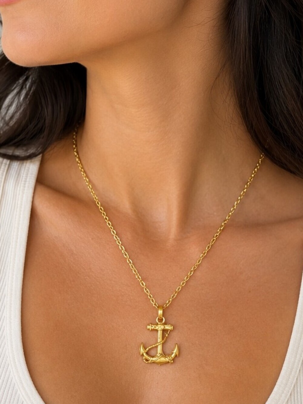 3/$30 Goldtone Boat Anchor Sailor Nautical Chain Necklace